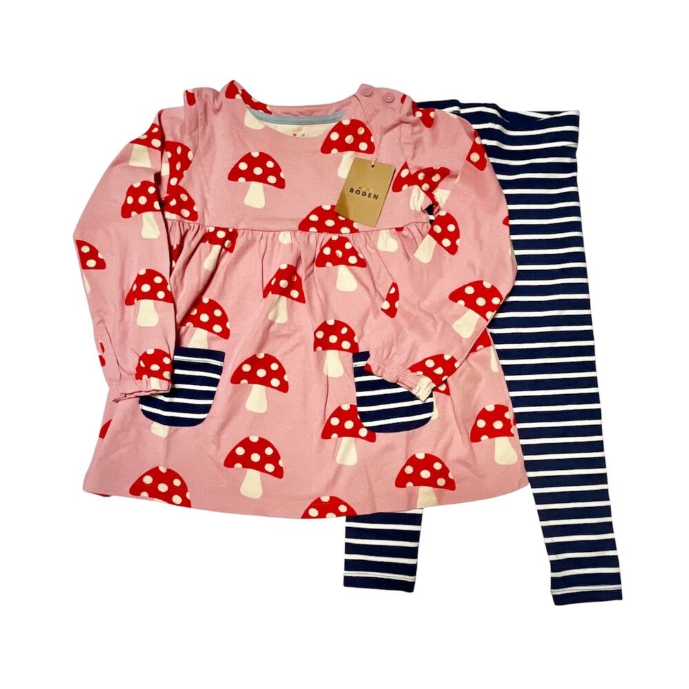 NWT Mini Boden Mushroom Tunic Set Size 3/4